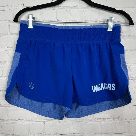 North & Acrux blue Running Stretch Active workout shorts sz S "Warriors" - Picture 1 of 5